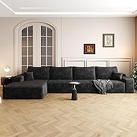 Vista 24 de Sofás modulares de 108 pulgadas para sala de estar, sofá moderno en forma de L, sofá tapizado sin estructura, asiento profundo, con diván, marrón