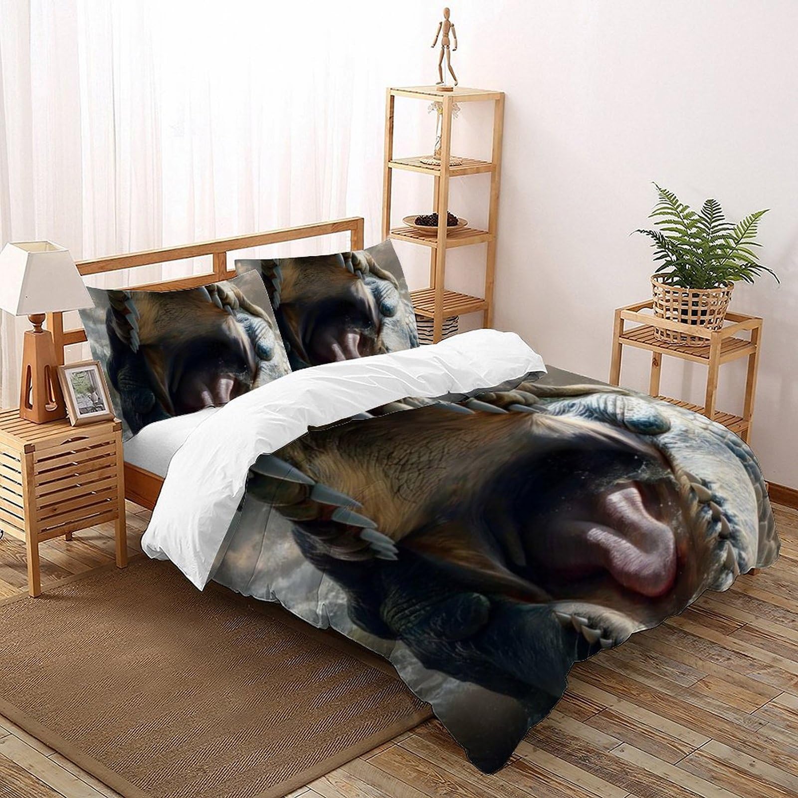 Parure housse de couette double fermeture éclair imprimé 3D pour lit fille