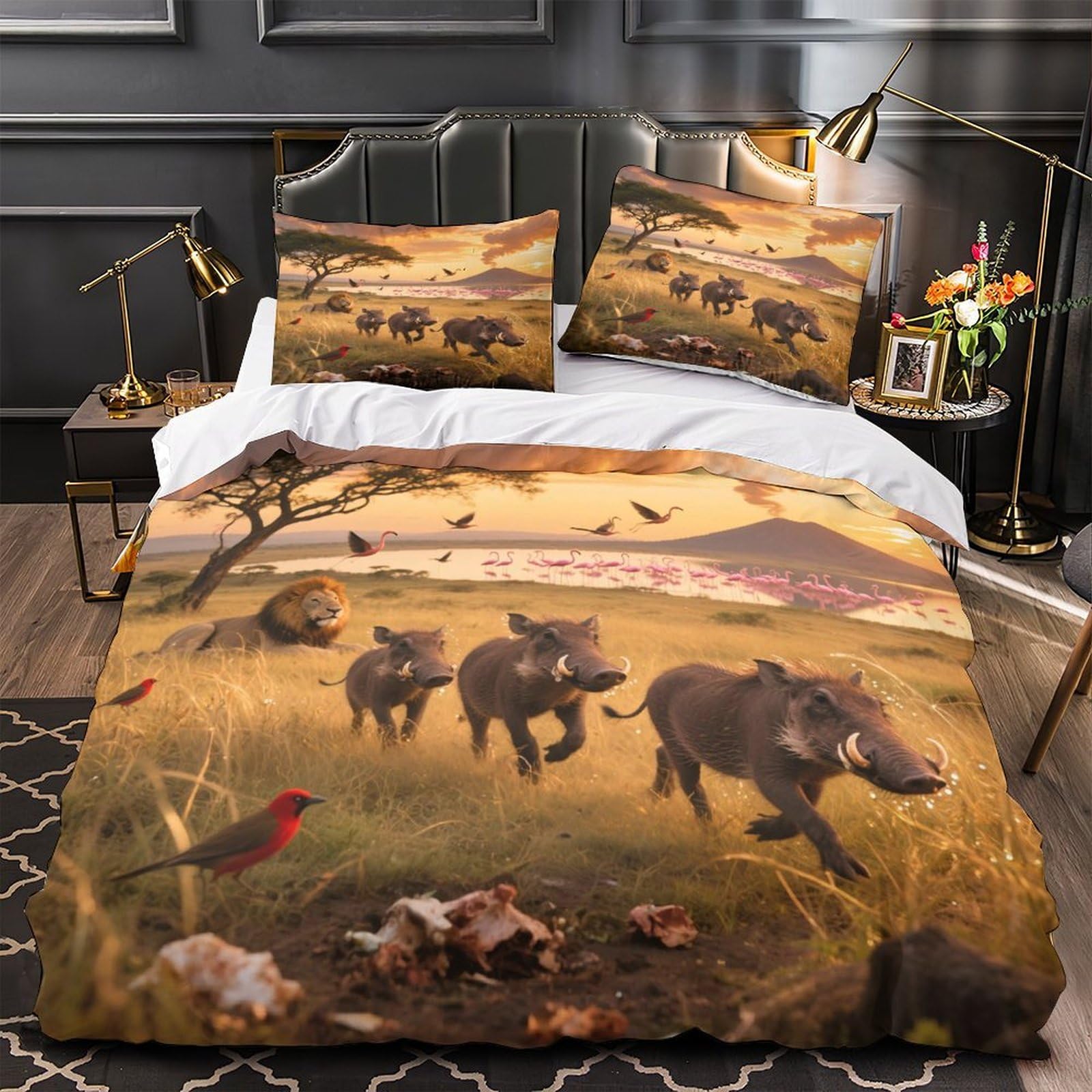 Parure de lit tigre imprimé 3D en microfibre premium housse de couette 220x240cm king douce