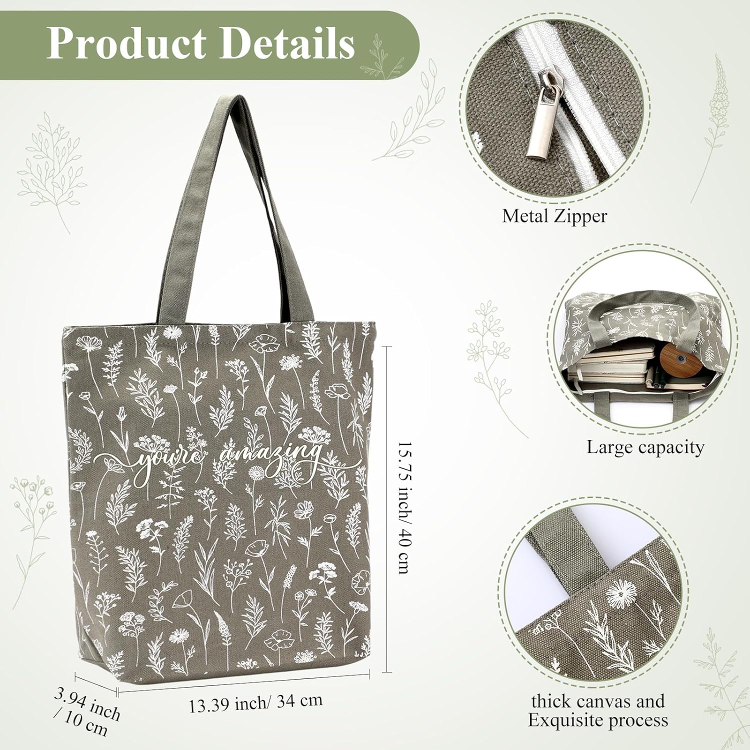 14 Pcs Inspirational Journal Kit for Women Aesthetic A6 Leather Journal Notebook Glass Cup Canvas Tote Bag Motivational Pens Stationery Set for Women Nurse Practitioner(Green) - Image 3