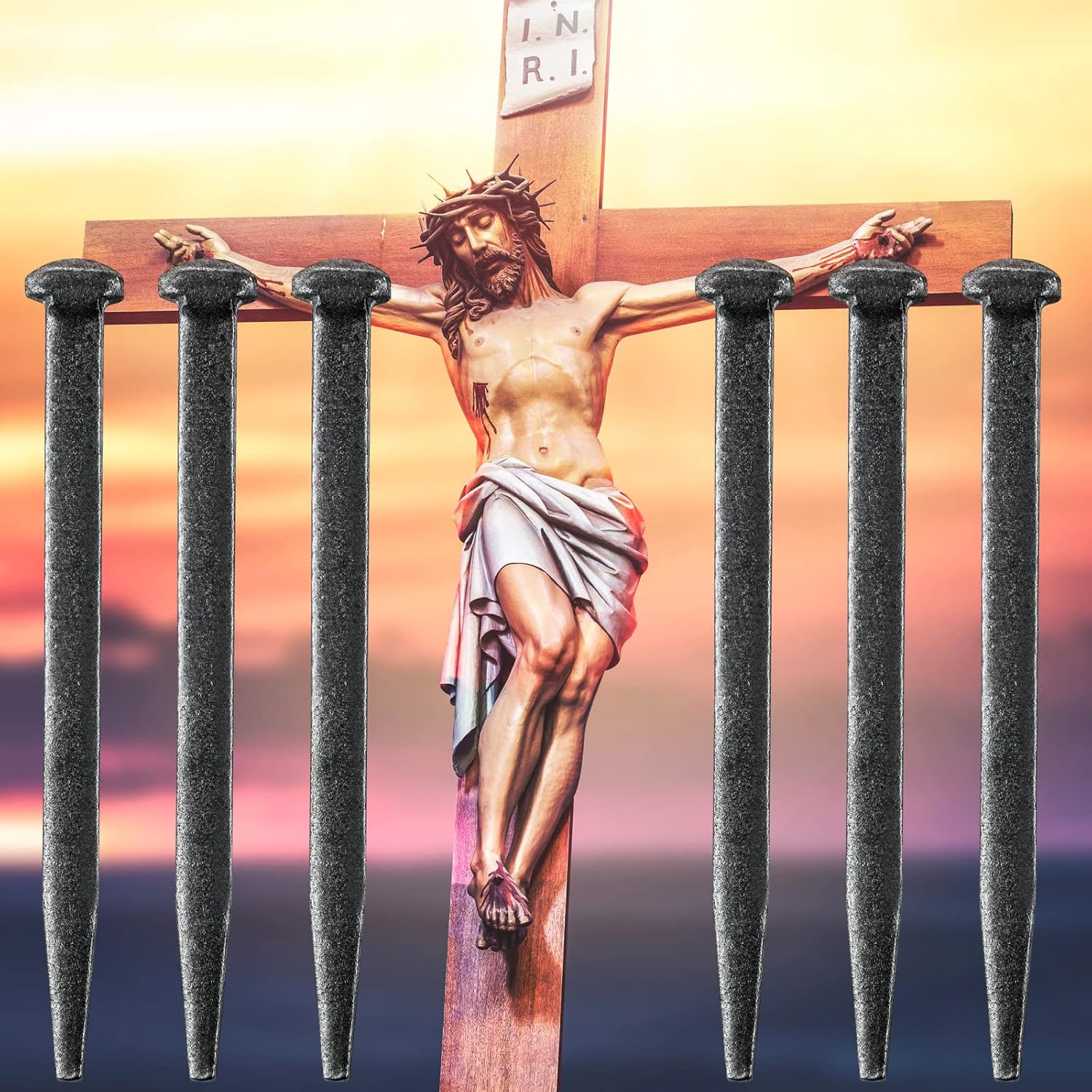 6 Pcs Crucifix Iron Nails Passion of Jesus Christ