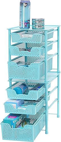 Miniatura 6 de Simple Houseware - Cajón organizador apilable de 3 niveles, turquesa