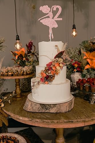 Miniatura 6 de Decoración para pastel de 2 cumpleaños de bailarina, decoración de pastel de cumpleaños de 2 cumpleaños, adorables suministros de decoración de