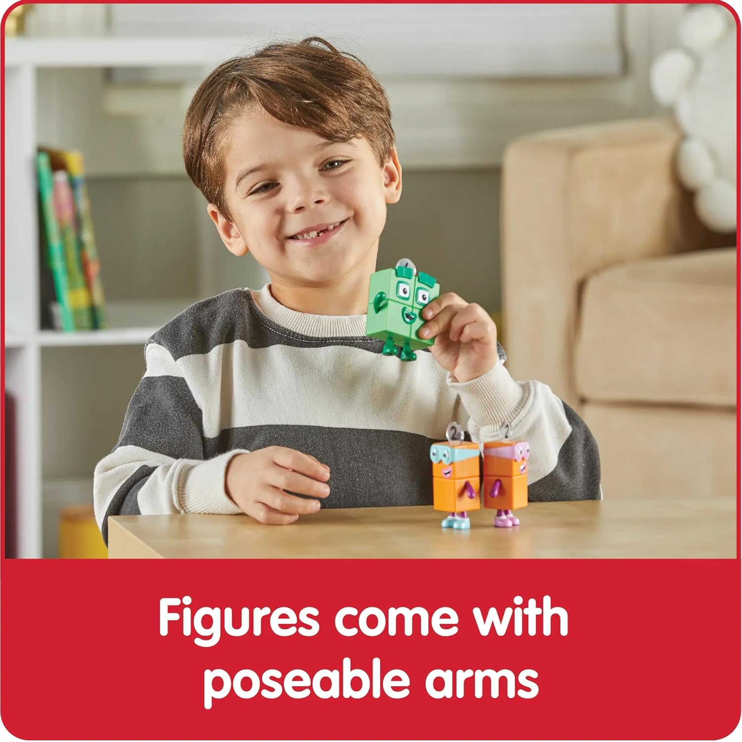 Learning Resources Numberblocks Four and The Terrible Twos, Official Collectible Toys, Includes Numberblocks Four and 2 x The Terrible Two, with Posable Arms for Realistic Play, Suitable for Display