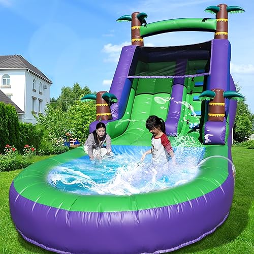 21FT Inflatable Water Slide for Adults - Heavy Duty Bounce House with Blower, Splash Pool | Backyard, Party, Summer Fun | 21x9x12 FT | 100% PVC | Commercial & Home Use