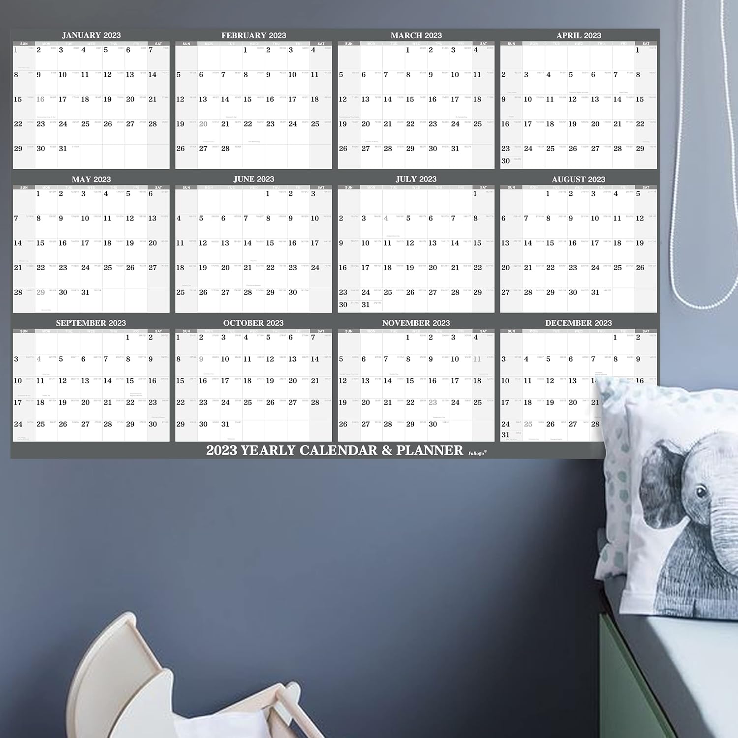Buy 2023 Yearly Wall Calendar Large Wall Calendar 2023, Jan 2023 Dec 2023, Yearly Wall