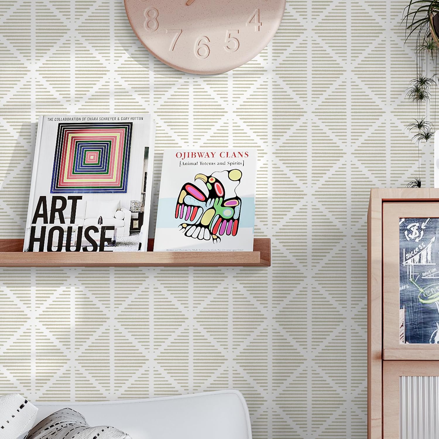 Modern Geometric Peel and Stick Wallpaper Boho Contact Paper for Cabinets and Drawers 78.7inL17.3inW Neutral Striped Self Adhesive Removable Wallpaper for Bedroom Bathroom Waterproof Beige