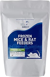MiceDirect Frozen Rat Combo Pack of 10 Large & Jumbo Feeder Rats – 5 Rat Larges & 5 Rat Jumbos - Food for Corn Snakes, Bal...