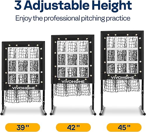 Miniatura 3 de VIVOHOME Red de lanzamiento de béisbol, red de 9 agujeros para sóftbol con zona de golpeo, red de béisbol y sóftbol ajustable para bateo,