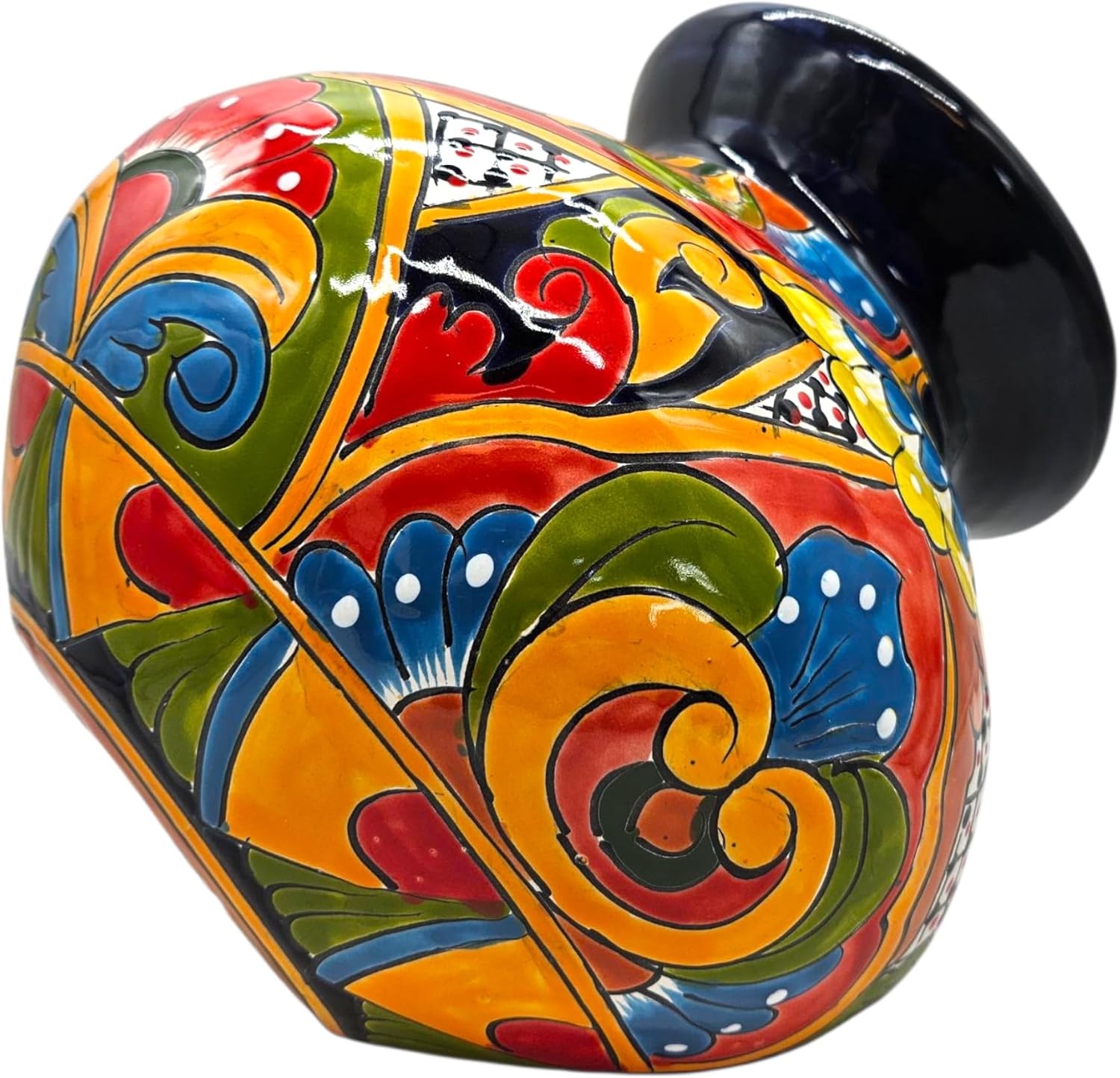 Welcome Planter Medium Hand Painted Indoor Outdoor Pot Multi Colored Figure Glazed