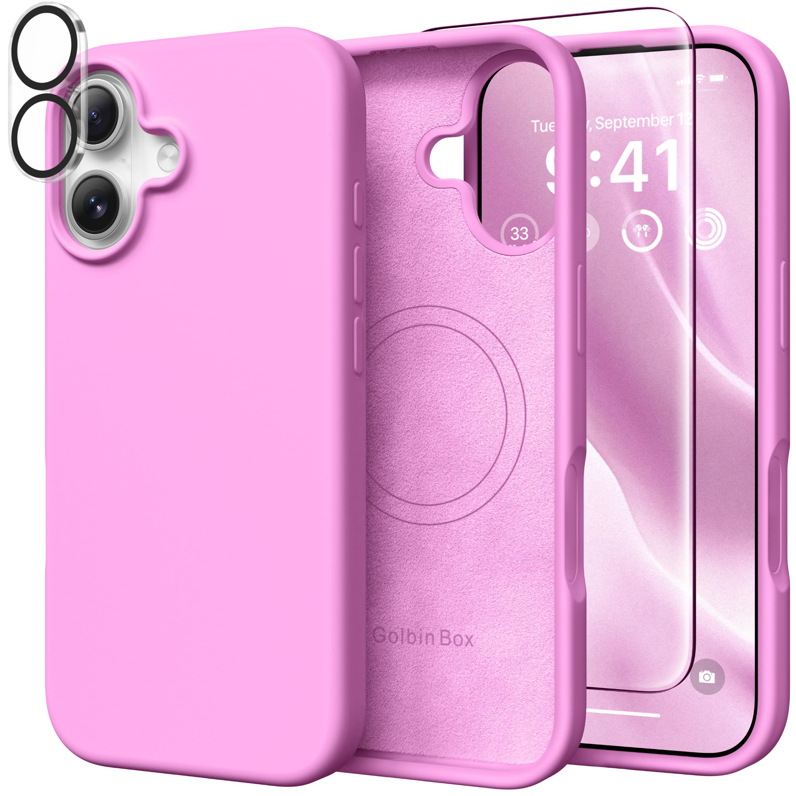 GolbinBox Magnetic for iPhone 17 Case, Silicone Cover, Cherry Blossom