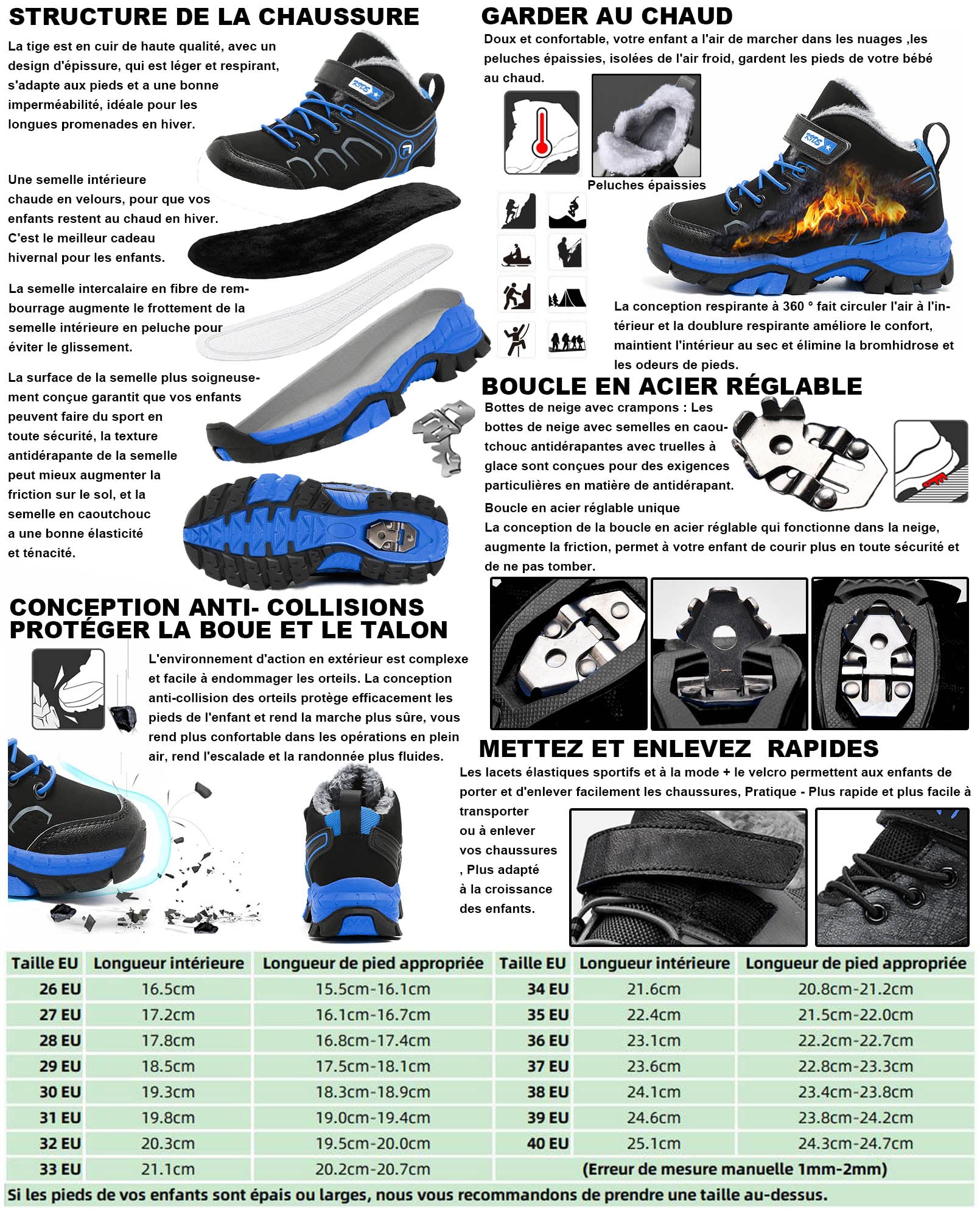 Enfants Baskets Loisirs Chaussures Antidérapant Outdoor Sneakers Léger Respirantes Chaussures de Marche Confortable Chaussures de Trekking