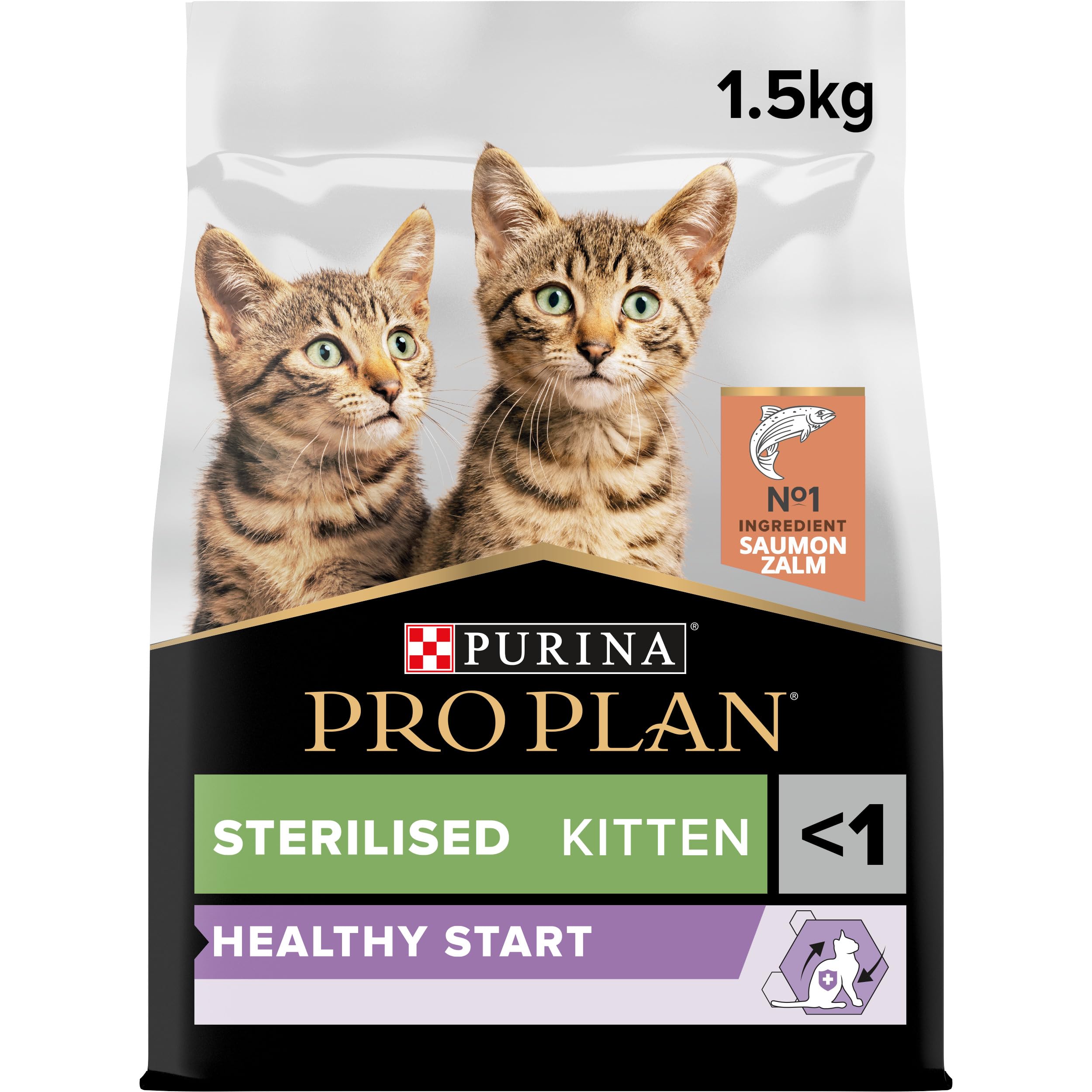 PURINA PRO PLAN | Sterilised Kitten <1 Healthy Start | Rich in Salmon | Dry Food | Kitten | 1.5 kg Bag