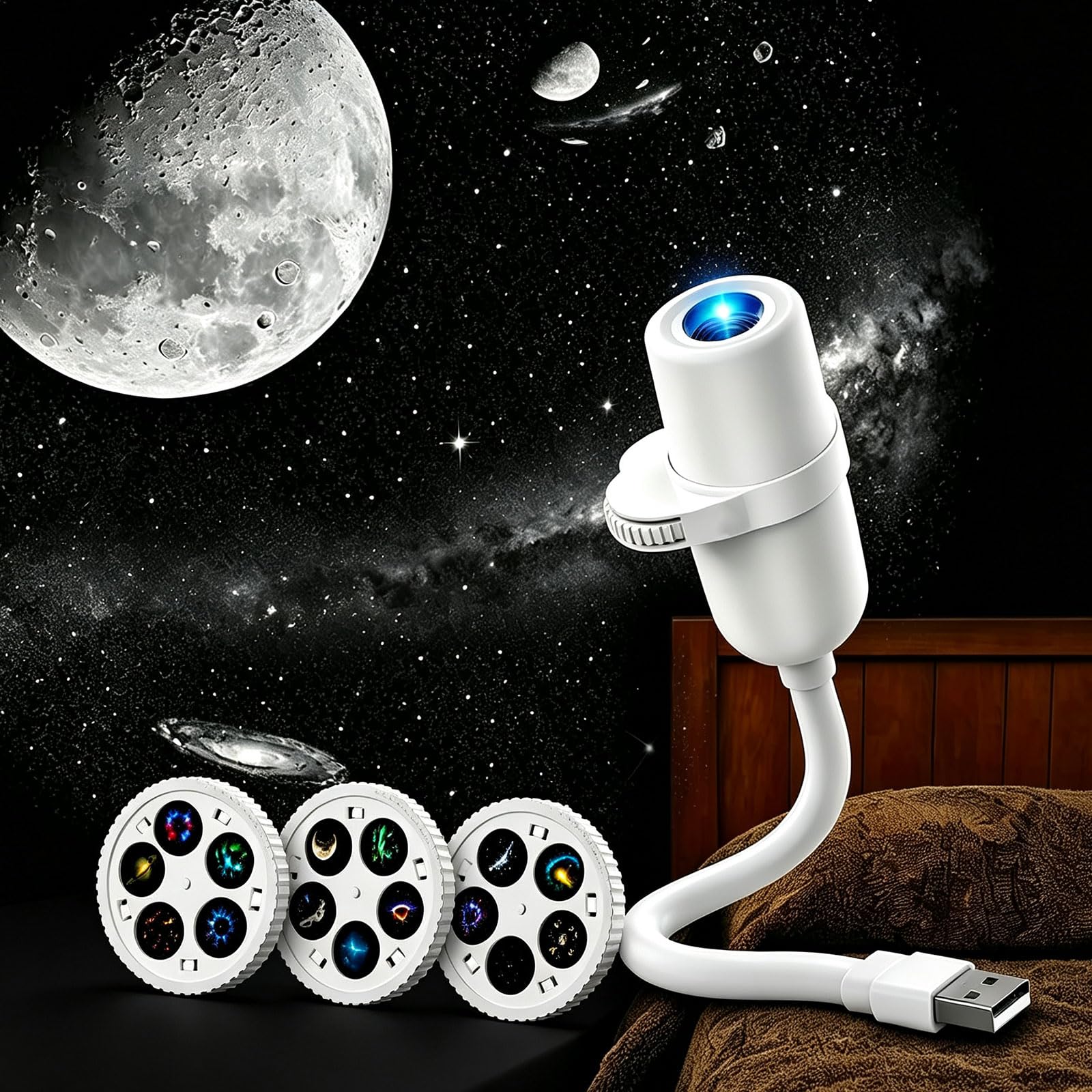 KQLHLHDYZ Galaxy Projector Night Light with 15 Patterns for Bedroom