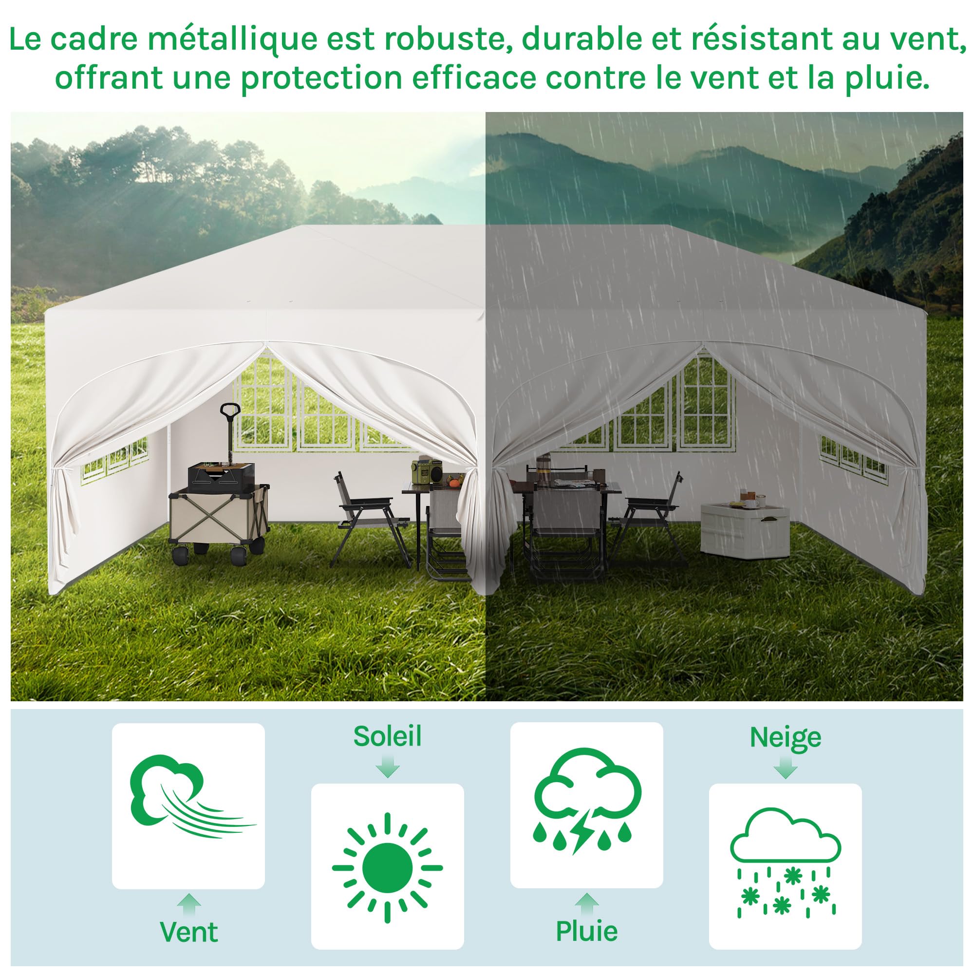 Laneetal Barnum 3x6m Pop up avec 6 parois Tonnelle de Jardin Pliante Beige
