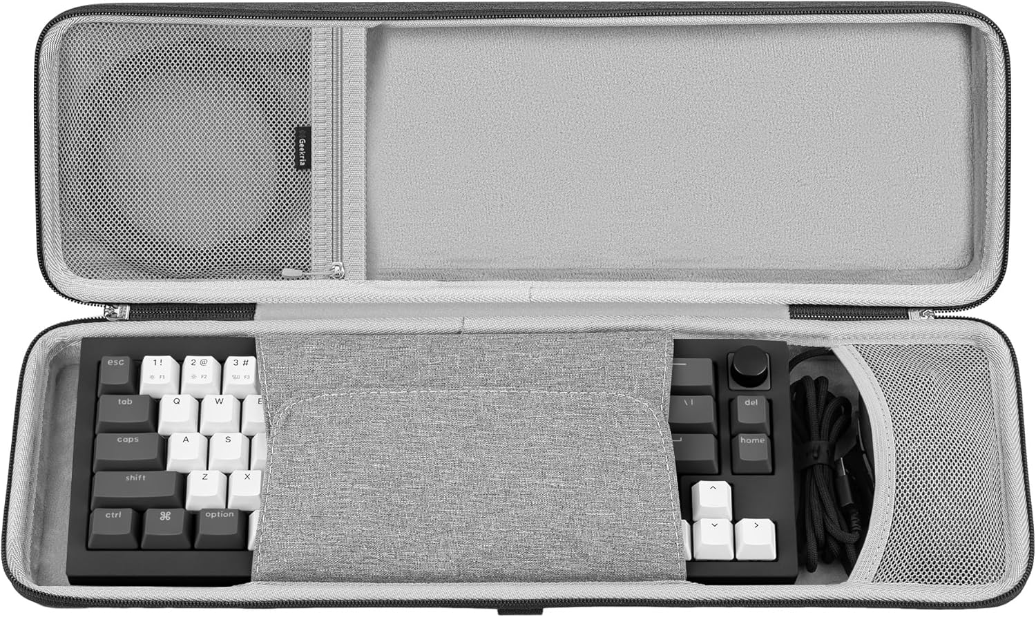 Geekria 65% Keyboard and Mouse Combo Hard Shell Case, Compatible with Keychron K6 HE/Q2 Max/V2, RK Royal KLUDGE R65/Galaxy68, Travel Carrying Bag for 68-Key Computer Keyboard (Dark Gray)