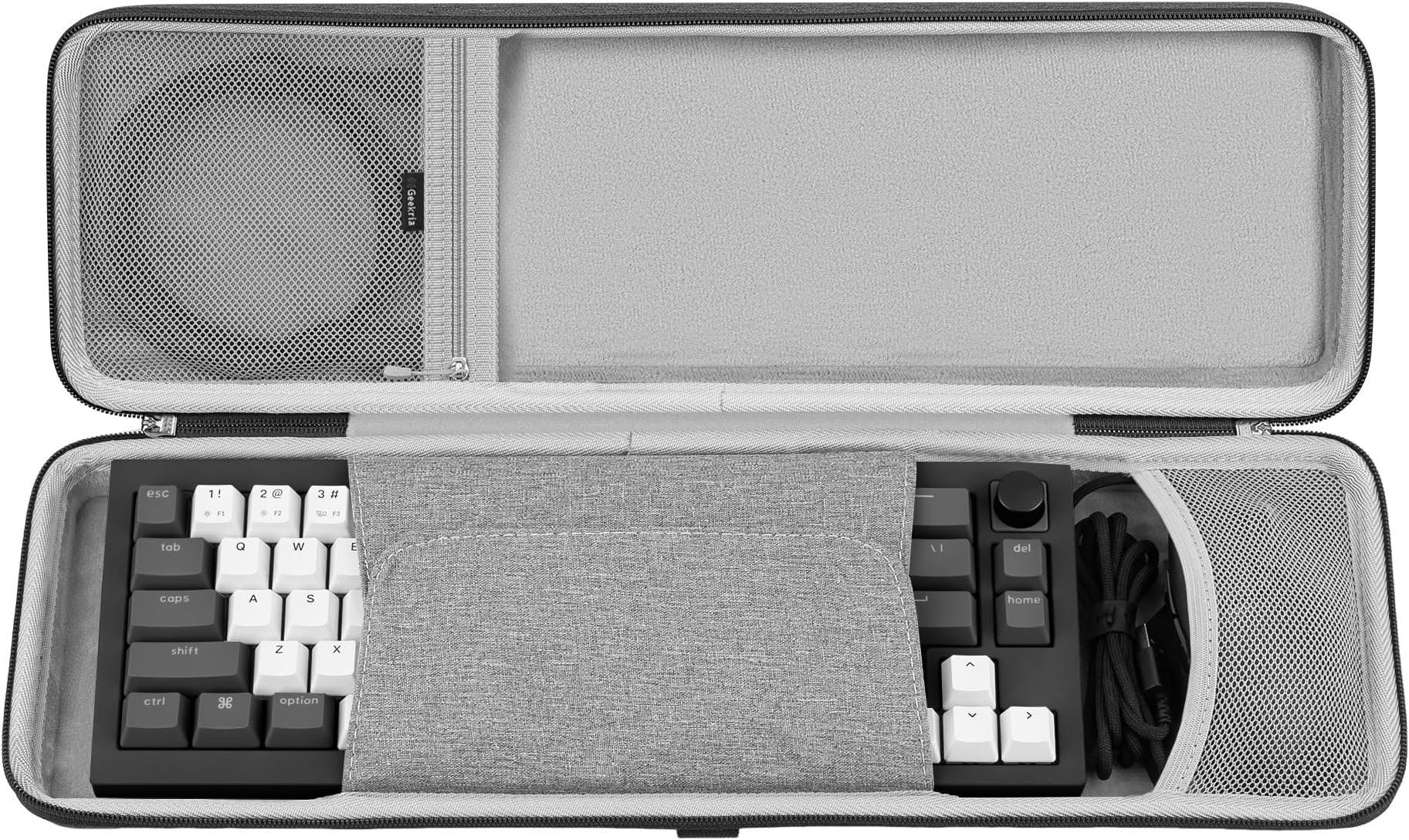 Geekria 65% Keyboard and Mouse Combo Hard Shell Case, Compatible with Keychron K6 HE/Q2 Max/V2, RK ROYAL KLUDGE R65/Galaxy68, Travel Carrying Bag for 68-Key Computer Keyboard (Dark Gray)