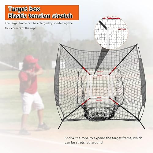 Miniatura 3 de Objetivo de zona de ataque ajustable para red de béisbol y softbol, lanzamiento, bateo, caza, práctica para red de golpeo de béisbol de 7 x 7