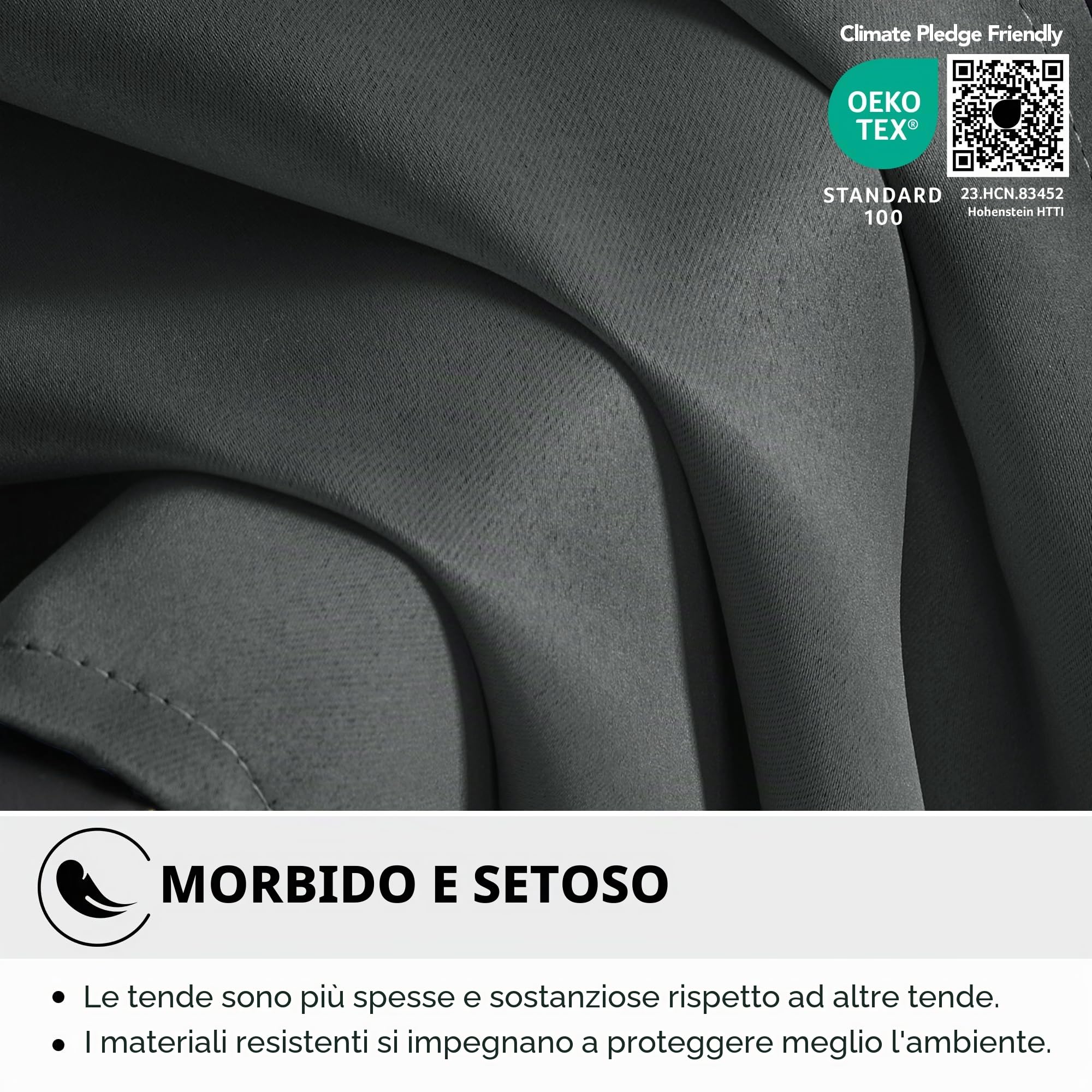 Deconovo Tende Oscuranti per Interni 2 Pezzi 240 CM Altezza, Termiche Isolanti, Anti-Rumore, con Anelli, Ideali per Camera da Letto e Soggiorno, 135x240 CM, Grigio Scuro