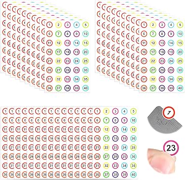 Clabby 2000 Pcs 50 Sheets Small Number Stickers 0.4 Inches 1-40 Round