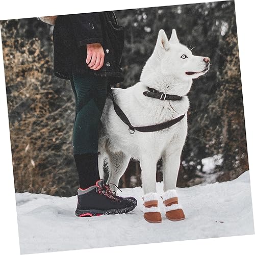 Miniatura 6 de POPETPOP 2 pares de botas de nieve para mascotas, protector de suela de zapato, guantes cálidos, accesorios para perros pequeños, guantes térmicos,