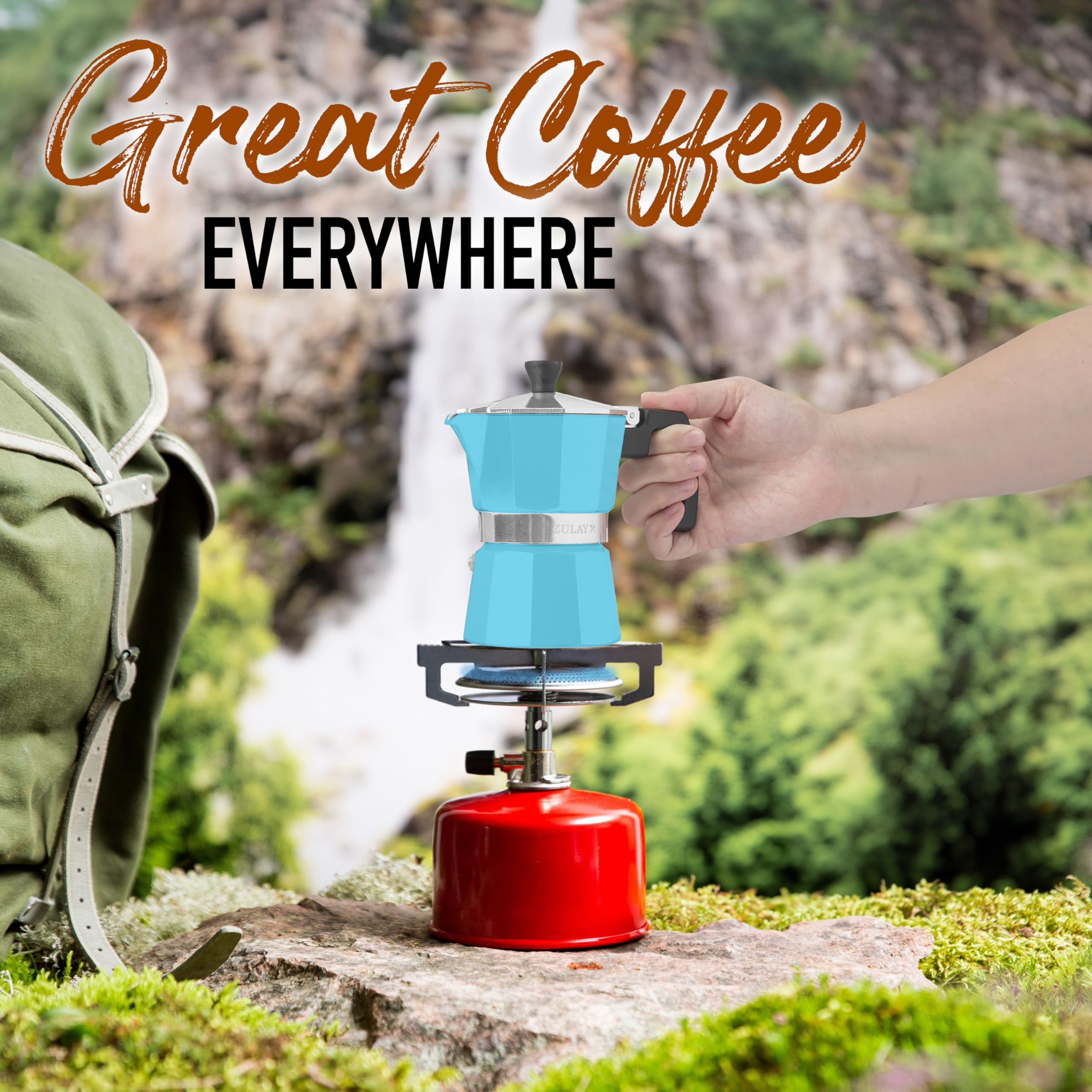 Zulay – Cafetière à expresso à moka de qualité supérieure – Cafetière à expresso anti-fuite – Parfaite pour un expresso authentique de style cubain et italien – Pour 6 tasses à expresso – Bleu clair