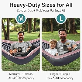 Kootek Camping Hammock 500 lbs Capacity, Portable Hammocks with Tree Straps & Attached Carry Bag, Camping Essentials Gear, Perfect for Outside Indoor Hiking Beach Backpack Travel