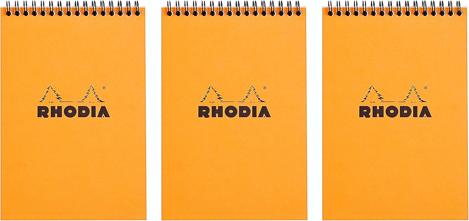 Rhodia Wirebound Orange Notepads Lined - 6 in. x 8-1/4 in., Pack of 3