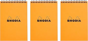 Rhodia Wirebound Orange Notepads Graph - 4 in. x 6 in., Pack of 3