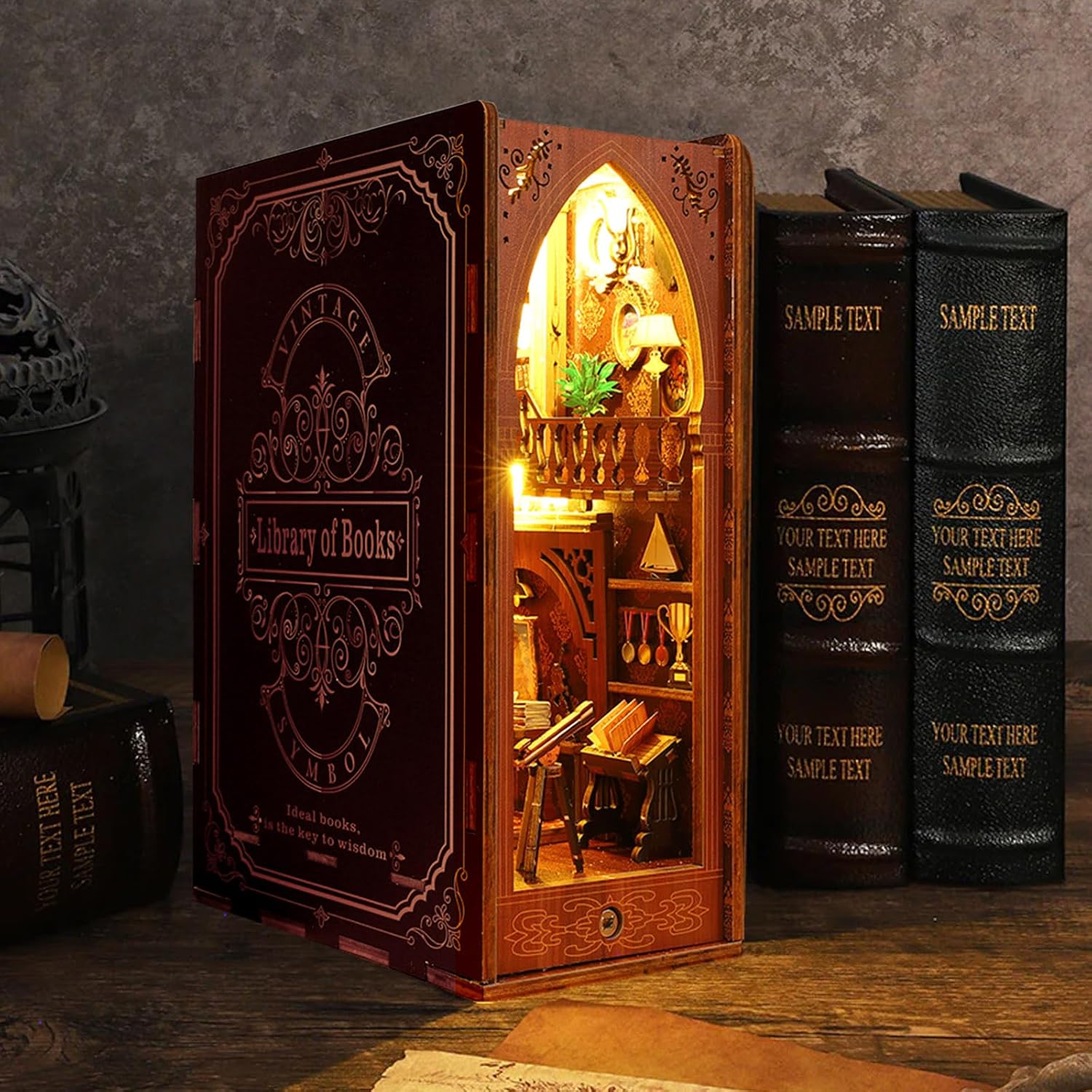 DIY library book nook with LED – Gothic bookshelf décor