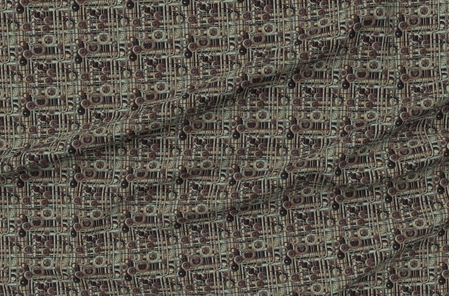 Spoonflower Fabric - Grunge Steampunk Pipes Gears Printed on Organic Cotton Sateen Fabric by The Yard - Sewing Quilting Apparel Home Decor