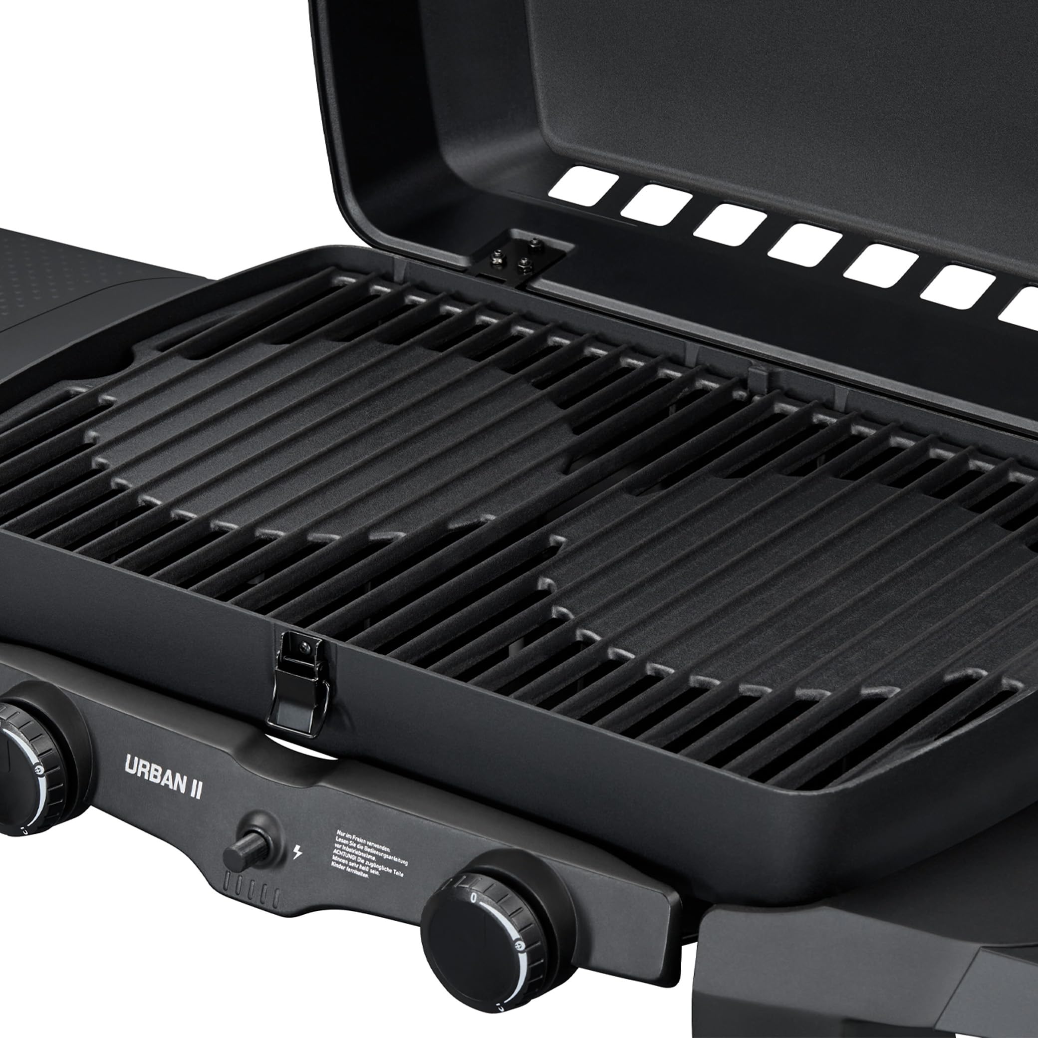 Enders® Gasgrill Urban II inkl. Thermometer, Tischgrill, Grillen-, Kochen- und Backen Funktion, 2 Brenner Edelstahl, Balkon-, Camping-Grill, Aluguss-Gehäuse, Gusseisen-Rost