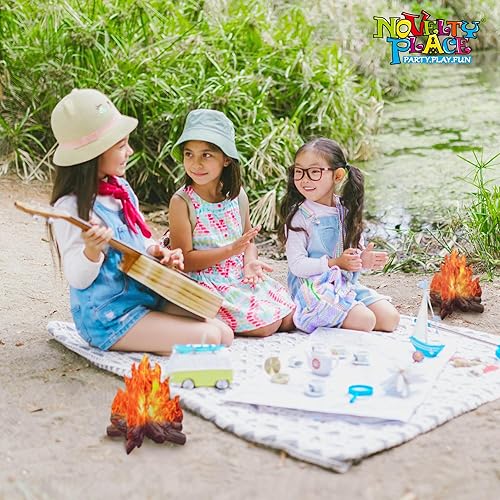 Miniatura 6 de Novelty Place Juego de 2 piezas de decoración de cartón de fuego falso, centro de mesa de llama de papel 3D, perfecto para decoración de fiestas de