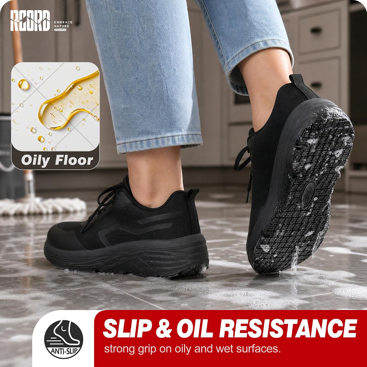 Non Slip Work Shoes for Women Lightweight Comfortable Standing All Day Anti Slip Waterproof for Nurses Chefs Waitresses Retail Janitorial Outdoor Zapatos de Trabajo Antideslizantes para Mujer