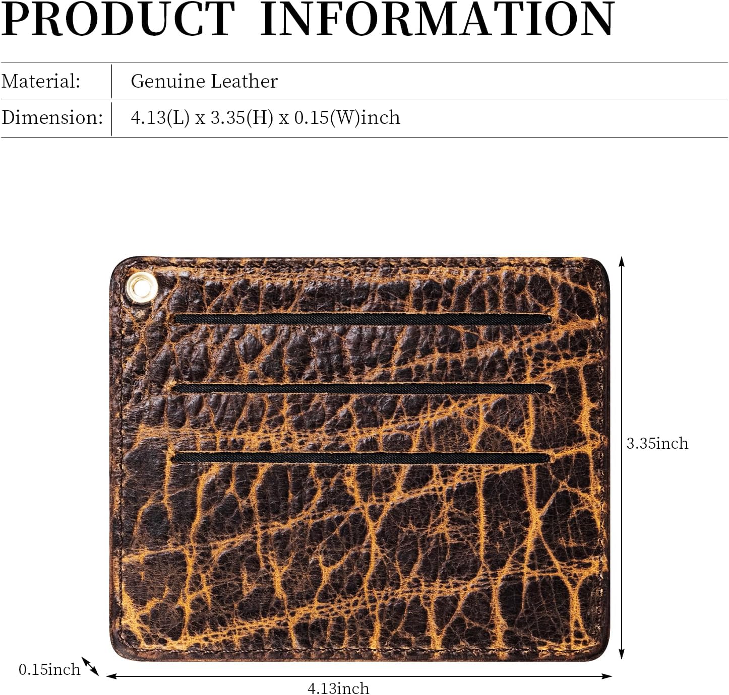 Gexmil Genuine Leather Card Holder, Full Grain Leather, Hand-made, 6 Cards Slots, Front Pocket Credit Card Wallet, Minimalist and Light Weight, Giant Pebble Brown