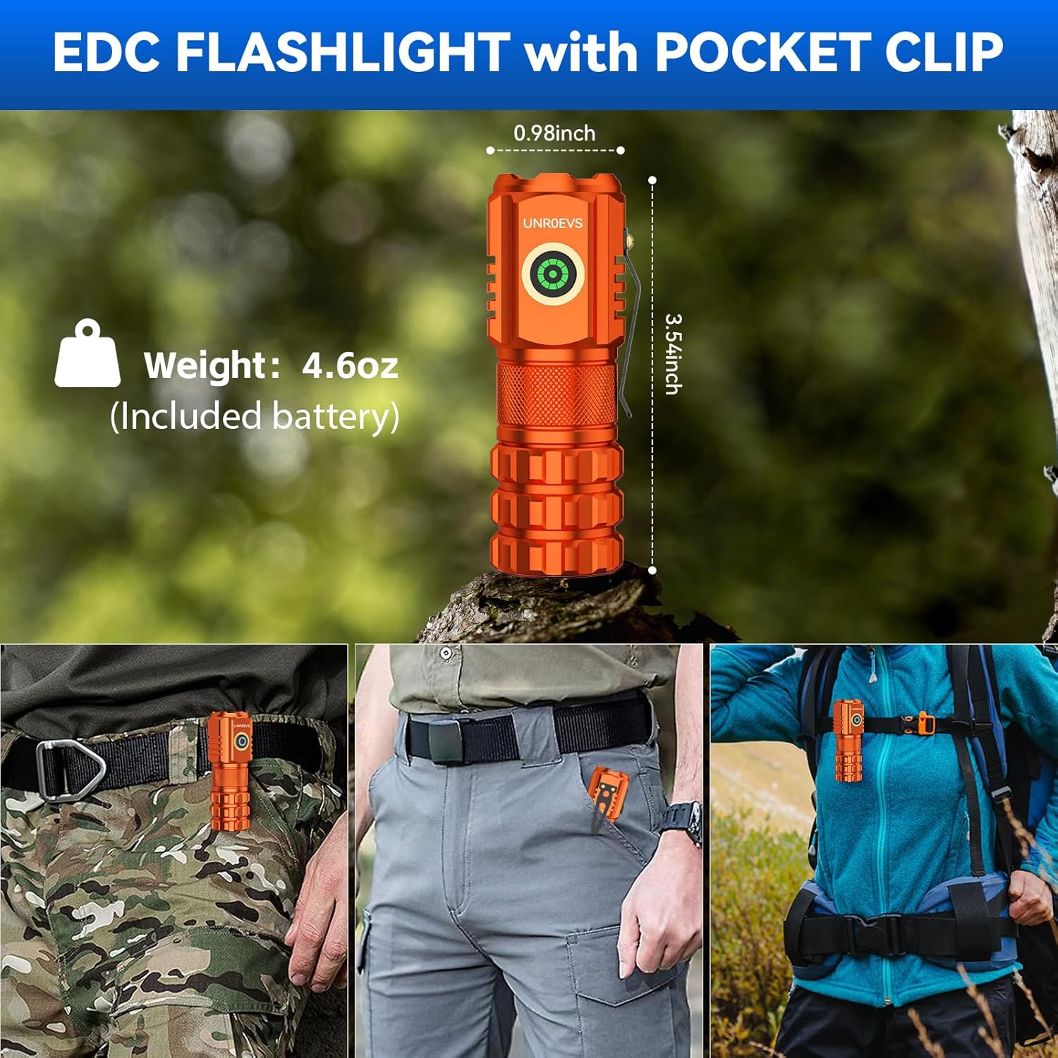UNROEVS Mini Flashlight 2550 Bundle with XC06 LED Small Flashlight Rechargeable,Pocket Flashlight with Magnet,Super Bright Compact EDC Flashlight,5 Modes Mini Flash Light for Camping,Emergency.