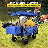 Vista 2 de Happbuy - Carro plegable con toldo extraíble, 220 libras, carrito de playa plegable resistente con ruedas grandes