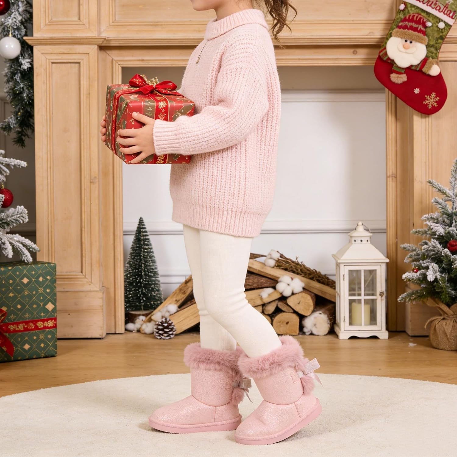 FANTURE Toddler Winter Snow Boots with Zipper,Suede Upper