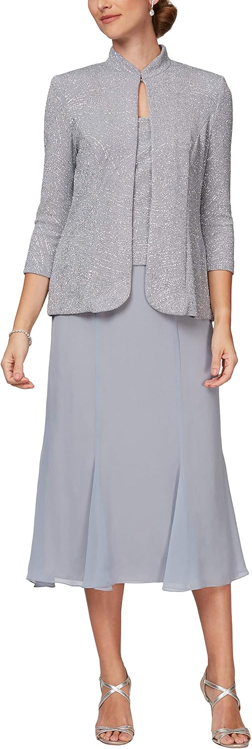 Alex Evenings Women's Tea Length Mock Dress with India | Ubuy