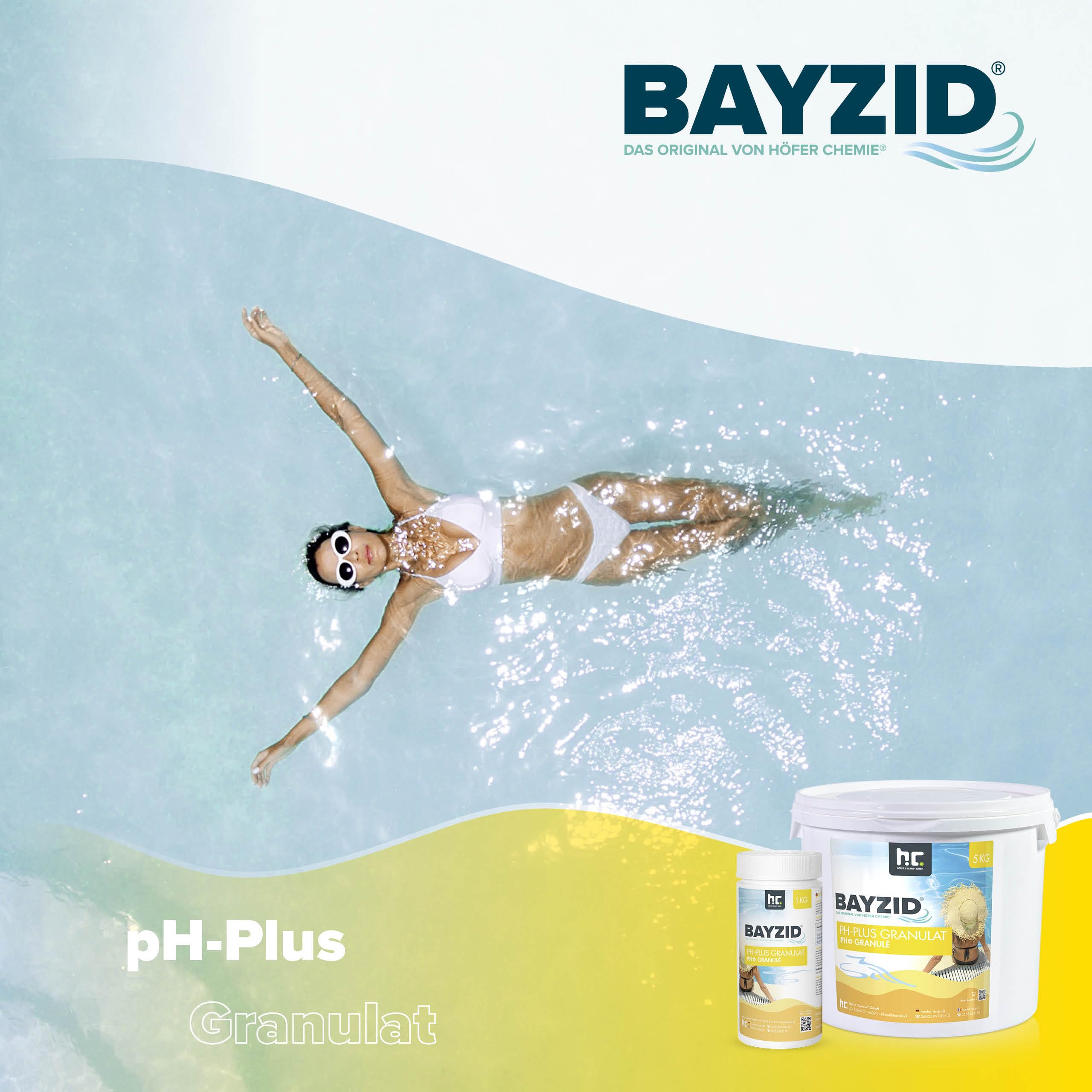Höfer Chemie 1 x 5 kg pH Plus Granulat BAYZID (pH-Heber) sorgt für eine schnelle und zuverlässige Anhebung des pH-Werts in Pool und Schwimmbad