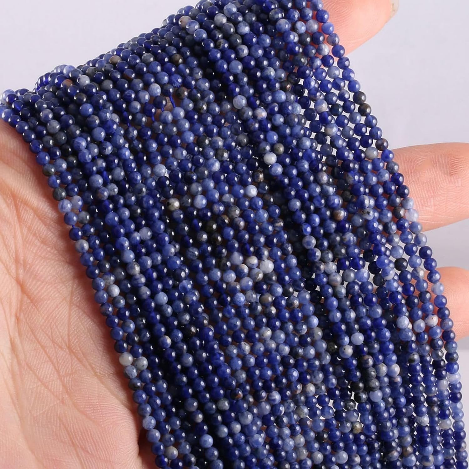 110pcs 3mm Natural Blue Sodalite Stone Loose Round Beads Gemstone Smooth Samll Spacer Beads for jewerly Making Bracelet Necklace - Image 2
