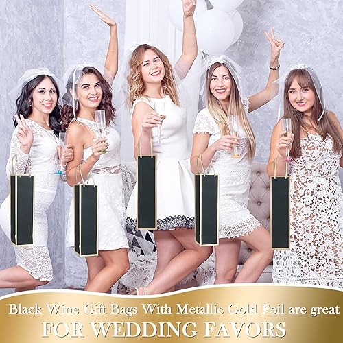 Miniatura 5 de Mimorou Paquete de 50 bolsas de vino, botellas de vino, bolsas de regalo a granel con asas de 13.8 x 3.8 x 3.8 pulgadas, reutilizables, con
