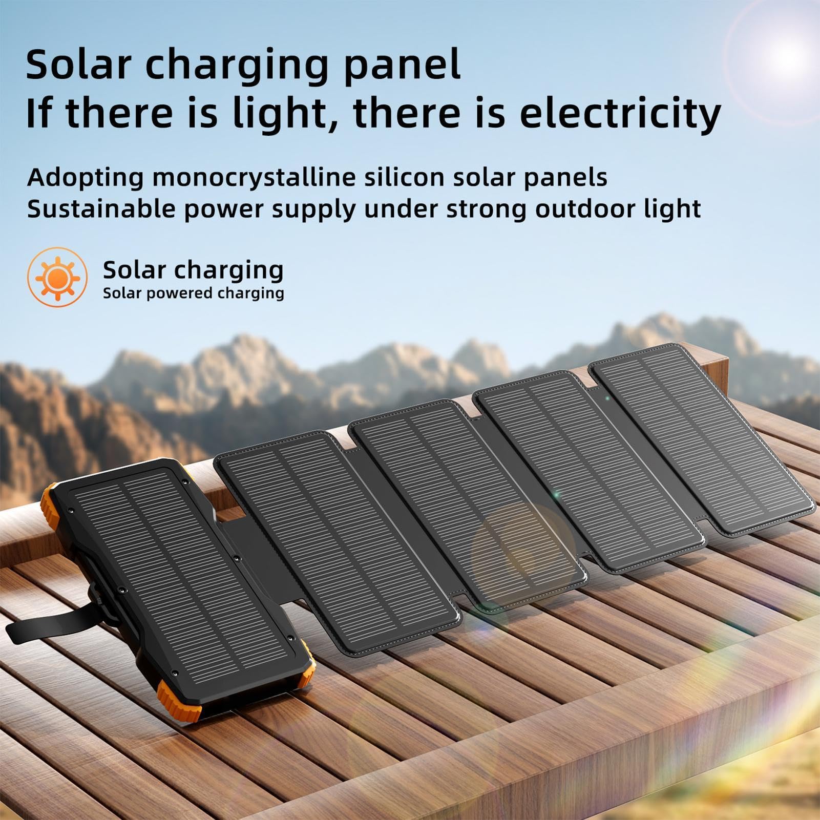 Banque d'énergie solaire – Chargeur portable sans fil 20 000 mAh avec lampe