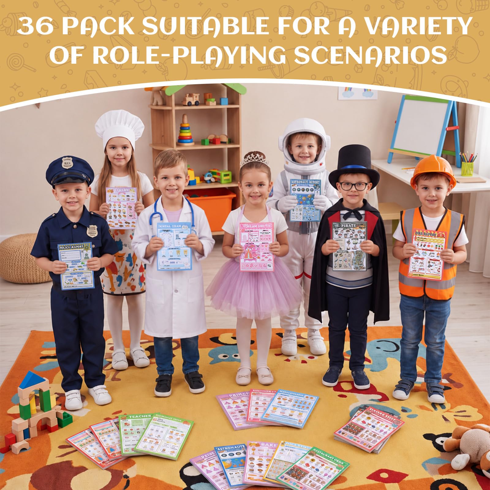 Eaasty Blocchi per appunti per bambini da 10 x 15 cm, 40 pagine, per far finta di giocare un ruolo fantasioso per i più piccoli (confezione da 36, misti)