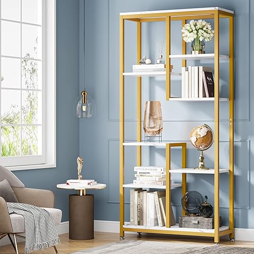 Miniatura 1 de Tribesigns Estantería de 6 niveles alta, moderna estantería abierta de 8 estantes de almacenamiento para sala de estar, oficina en casa