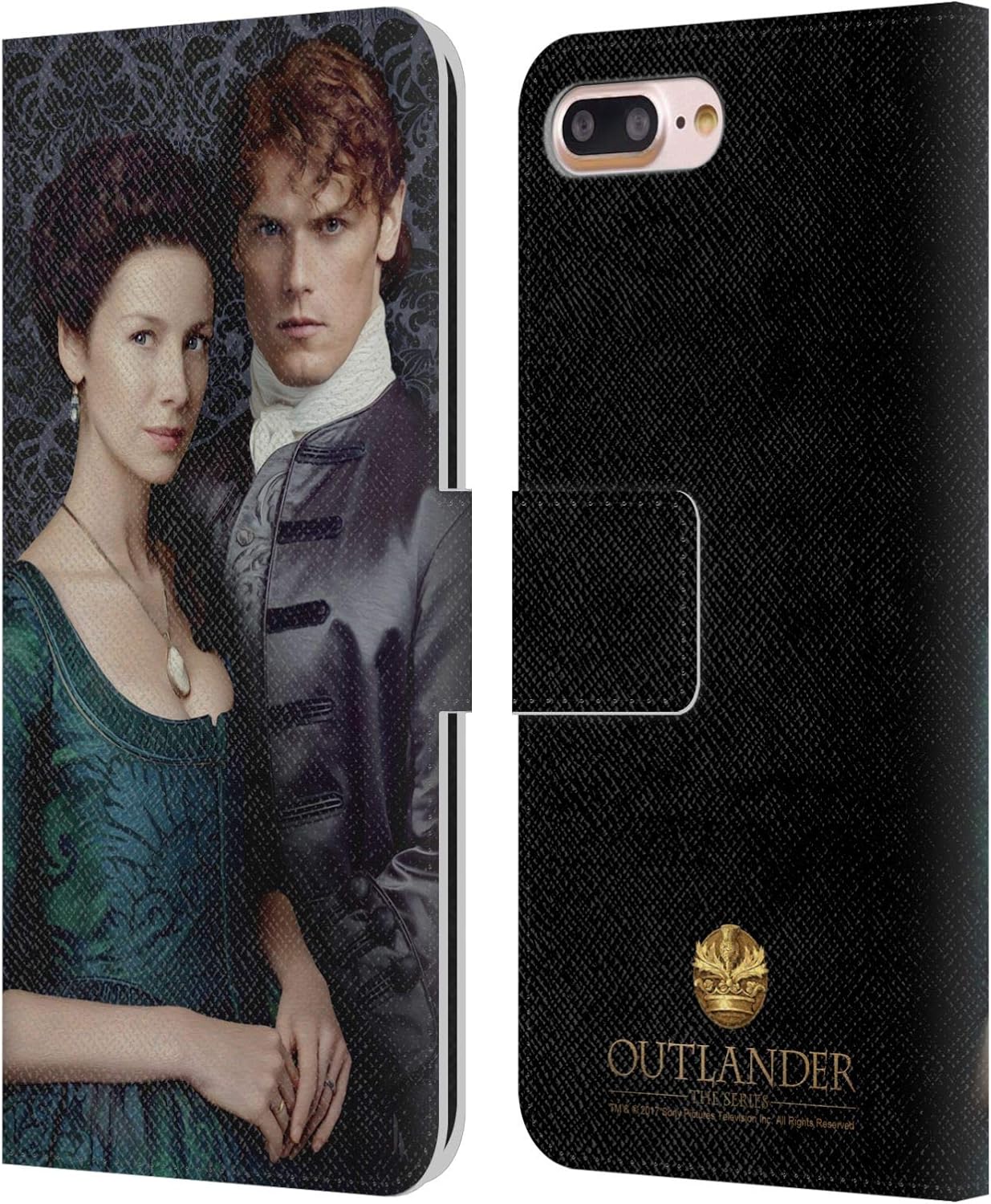Head Case Designs Officially Licensed Outlander Claire & Jamie Portraits Leather Book Wallet Case Cover Compatible with Apple iPhone 7 Plus/iPhone 8 Plus