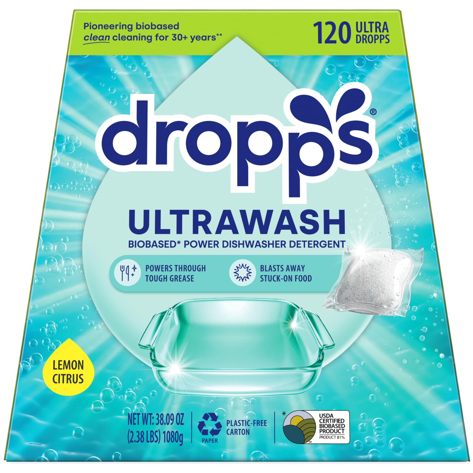 Dropps Dishwasher Detergent Pods (Lemon, 120)