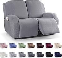 Vista 32 de KinCam Fundas para Reclinables, Fundas Elásticas para Sillas Reclinables, Fundas para Sofá Reclinable con Diseño de Rayas Jacquard, Fundas