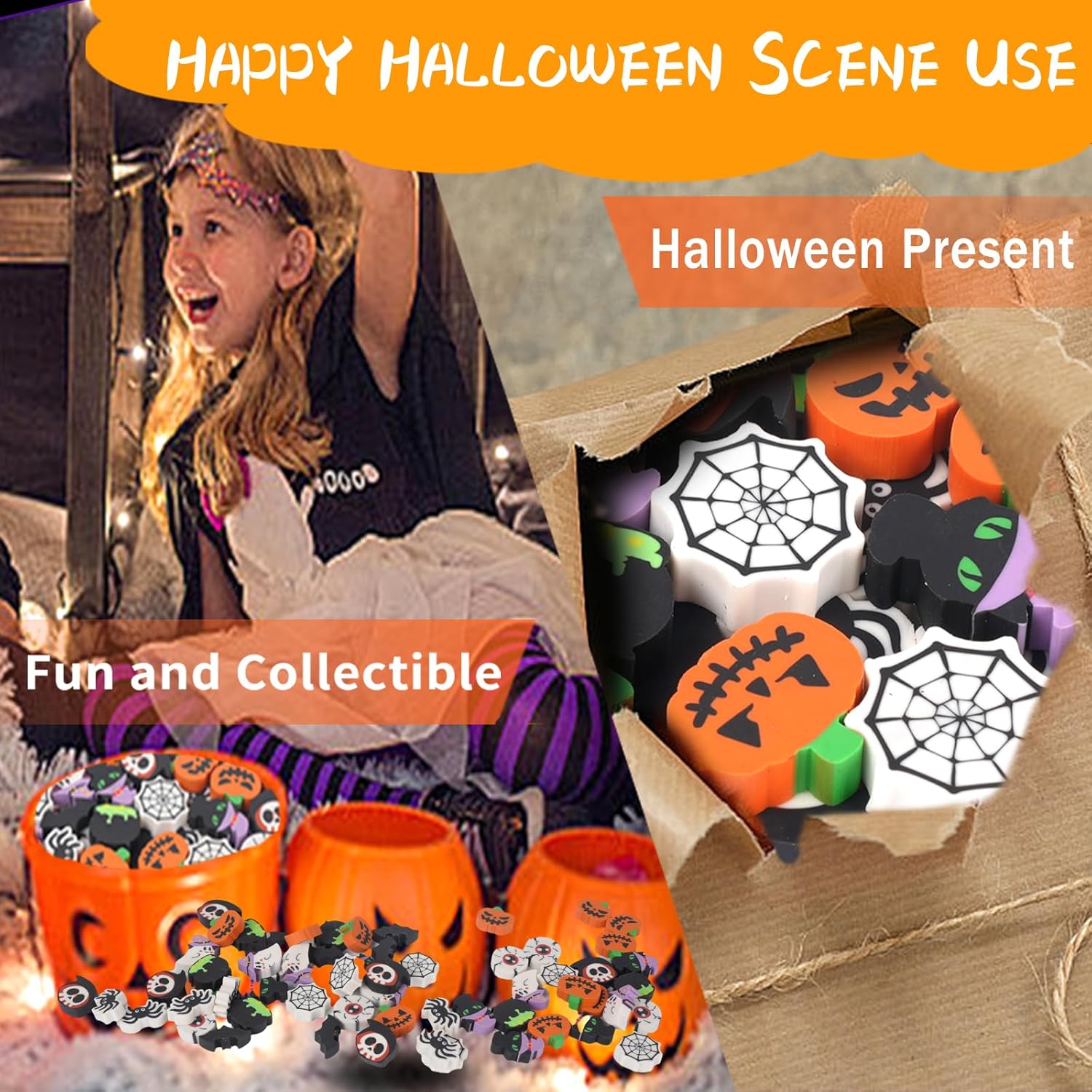 Halloween Erasers for Kids Cute Pencil Erasers Bulk for Kids Trick or Treat Party Favors Students School Classroom Rewards Prizes