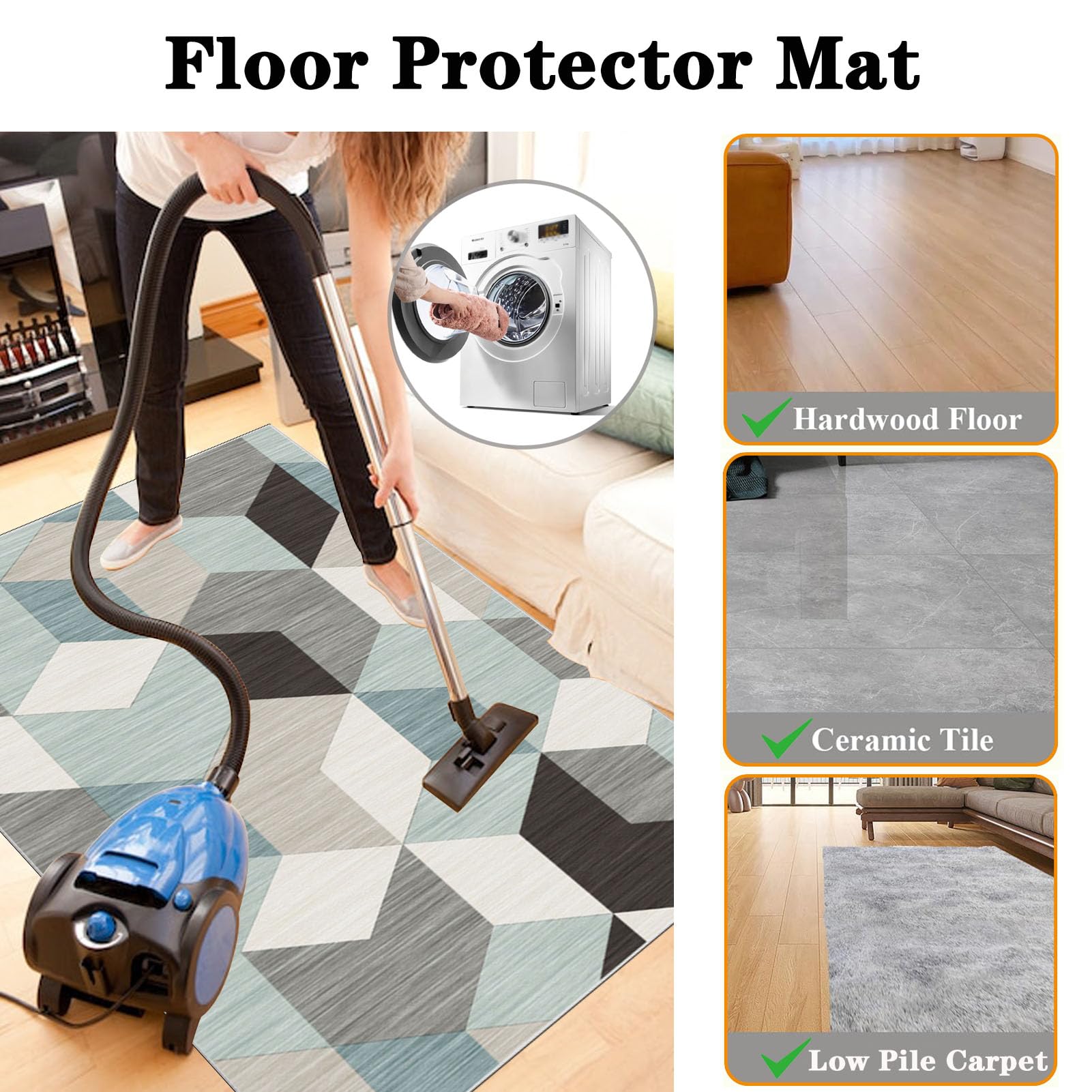 70 x 100 cm Heavy Duty Office Chair Mat for Carpeted Floor Computer Gaming Desk Chair Mat for Carpet Hard Floor Protector Mat for Rolling Chair Carpet Protector Chair Mat Floor Mat for Office Chair - Image 3